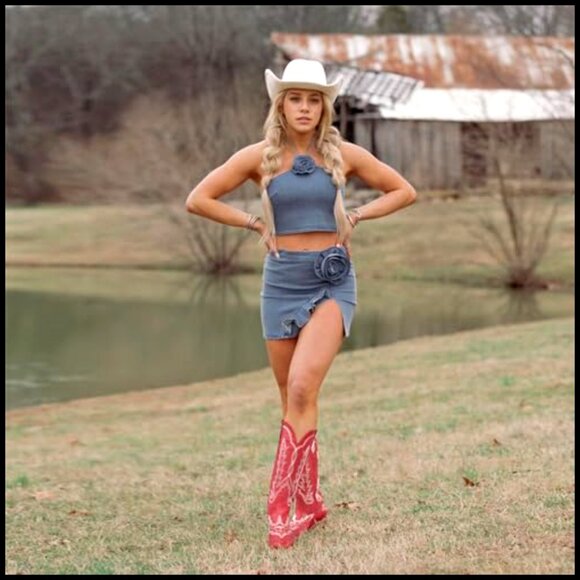 Knee High Cowgirl Boots Embroidered Pull On Pointed Toe Chunky Heel Wide Calf - Picture 5 of 7